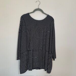 J Jill Wearever Plus Striped 3/4 Sleeve Coastal Grandma Nautical Knit Top - 3X